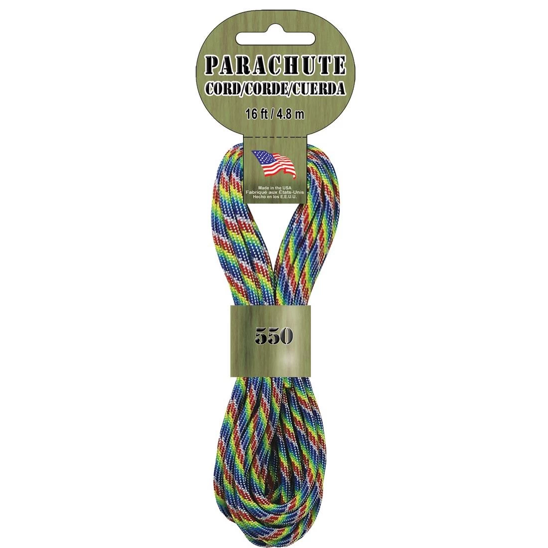 Parachute Cord 16 Ft. Rainbow Camo 1 Parachute Cord 16 Ft. Rainbow Camo